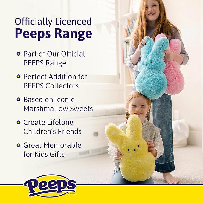 Animal Adventure | 15" Rainbow Shaggy Bunny Peeps Plush | Easter Basket Stuffed Animals for Kids | Marshmallow Candy | Huggable Ultra Soft Plushie Stuffers Buddy Toy | Collectable Gifts | Aged 3+