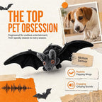 Interactive Flying Bat Dog Toy, Flapping Wings Cute Bat for Indoor Cats & Dogs, Automatic Flapping Wings with Chirping Sounds, Touch Activated, Rechargeable for Solo Play，Remote Control