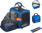 Expandable Cat Carrier with Litter Box, Extra Large Cat Carrier for Car Travel, 17.3"x16.2"x13" Portable Soft-Sided Pet Carrier, Long Road Trip Cage for Large/Medium Cats up to 30 lbs