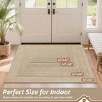 BEQHAUSE Dirt Trapper Door Mat 32" x 48", Doormat Non-Slip Entryway Rugs Washable, Dog Door Mat Stain Resistant and Absorbent Welcome Floor Mat for Front Back Door, Mud Wet Shoes & Paws, Warm Beige