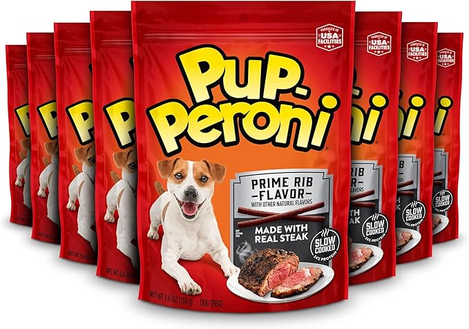 Pup-Peroni Dog Treats, Prime Rib Flavor, 5.6 Ounce (Pack of 8), Made with Real Steak