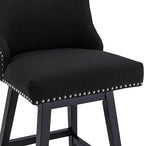 Bar Stools Set of 2, 26 Inch Upholstered Barstools with 13.8" High Back and Footrest, Swivel Counter Height Barstools for Kitchen Island Home Bar Performance Fabric Black