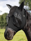 Harrison Howard Horse Fly Mask with Forelock Opening Stretch Breathable and Comfortable for Horses UV -Protection Black L
