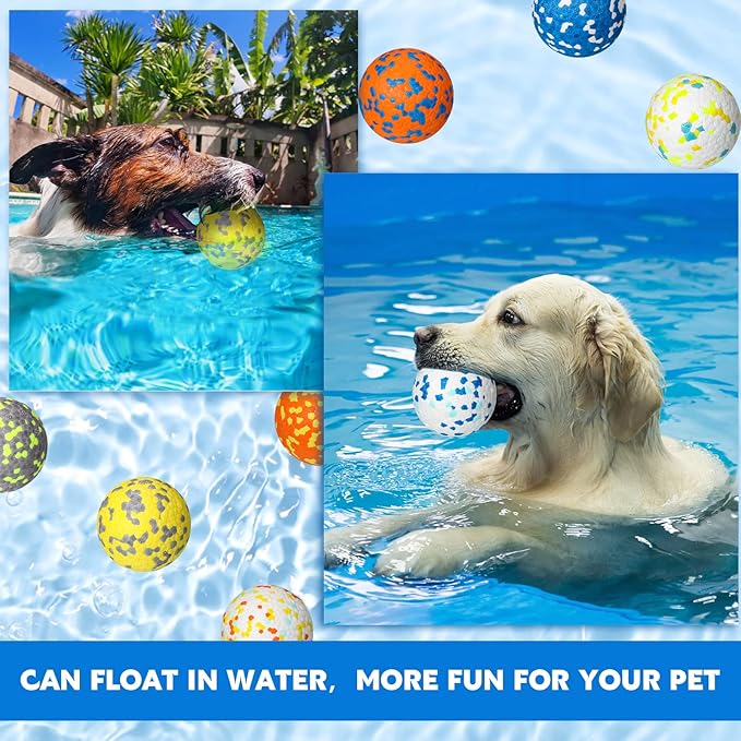 Lenwen 10 Pcs Dog Toy Ball for Aggressive Chewers Interactive Dog Ball for Boredom and Stimulating Bouncy Floating Rubber Toy for Large Medium Small Puppy(3 Inch,Bright Color)