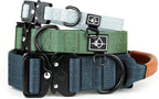 Made to ROAM Premium Explorer Control Collar - Adjustable Heavy Duty Nylon Dog Collar with Quick-Release Metal Buckle and Leather Handle (Maine Marina, Size 2, Control)