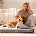 Patas Lague Orthopedic Large Dog Bed Washable Pet Sofa Mat 48''X30'' Ivory | Egg-Crate Foam Dog Couch For Large Sized Dogs, Waterproof Removable Cover, Soft Pet Crate Bed With Nonskid Bottom