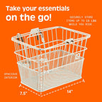 Retrospec Apollo Detachable Front Bike Basket Steel Half-Mesh with Integrated Detachable Hooks and Built-In Handle, Easy Assembly and Portability for Bicycles