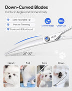 ULG 7.5" Curved, Compact Dog Grooming Scissors - Professional Pet Shears, Silver Stainless Steel