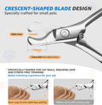 Pet Nail Clippers for Cats & Small Medium Dogs Puppies, Cat Nail Trimmer with All-Steel Material, Extra-Sharp Durable Blades, Ergonomic Handle, Professional Grooming Tool with Free Nail File