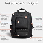 Porter 2-in-1 Dog Gear Backpack – Premium Dog Travel Bag with 10 Pockets, Zip-Off Treat Pouch, Leash Clip, Waterproof Pockets & Water Bottle Holder – Weekend, Hiking, Camping, Graphite
