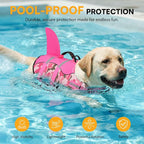 Dog Life Jacket Ripstop Dog Shark Safety Vest Adjustable Preserver with High Buoyancy and Durable Rescue Handle for Small,Medium,Large Dogs, Pink Camouflage XX-Large