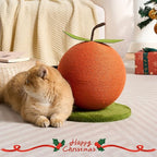Orange Cat Scratching Post, Cute Cat Scratcher with Sisal Rope, Cat Scratch Post for Indoor Adult Cat and Kitten, Cat Scratching Ball
