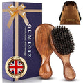 Small 100% Boar Bristle Hair Brush Since 1965 British Craftsmanship | Handmade Natural Wooden Travel Hairbrush/Beard Brush, Soft Bristles Gentle Smoothing Women Men Kids Thin Fine Hair, Portable