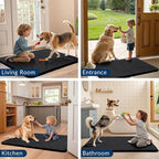 Smiry Dog Door Mat for Muddy Paws 44x32, Absorbs Moisture and Dirt Doormat, Non-Slip Washable Quick Dry Chenille Front Door Mat Indoor Entrance, Entryway Carpet for Inside Floor, Black