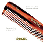 Kent R7T Double Tooth Comb, Fine/Wide Tooth for Hair, Beard and Mustache Grooming, Coarse/Fine for Men, Women and Kids - Saw Cut, Hand Polished, Handmade in England (3 pack)