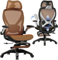 ELABEST X100 Ergonomic Office Chair with Footrest, Big and Tall Home Desk Chair with 5D Flip-Up Arms, Adjustable 3D Lumbar Support,High Back Rolling Computer Chair, Swivel Mesh Chairs