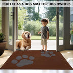 FONEYI Indoor Door Mat, 32"x40" Dog Mats for Muddy Paws, Rubber Backing Non Slip Super Absorbent Washable Entryway Rug, Low-Profile Front Back Door Mats, Inside Floor Doormats for Entryway, Brown