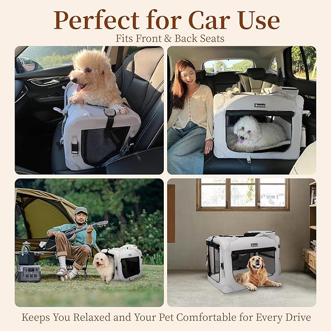 Large Cat Carrier for Cats Collapsible Soft Pet XL Crate for Large/Medium Cats 15lbs+ Car Travel Portable Bag with Water Bottle Slot Ideal for Long Trips (Blue, 20.0"L x 14.0"W x 14.0"H)
