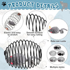 Jecery 5 Pcs Halloween Cat Spring Balls Toys Stretchable Rolling Balls Colorful Playful Coils Interactive Spring Action Toy Caged Rats for Kitten Cat Pet Supplies(Mouse,Black,5 Pcs)