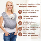 Dog Carrier for Small Dogs, Front Facing Dog Carrier Sling, Hands Free Cat Sling, Size Adjustable, Reducing Back Pain, Soft Cotton, Premium Dog Sling Carrier (Plus, Heather Gray)