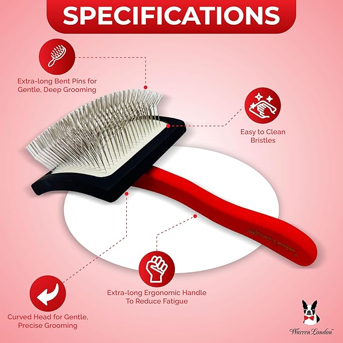 Warren London FurBreeze Pro Max Doodle Brush for Dogs – 4" x 3" Grooming Brush for Long & Thick Coats – Removes Mats & Tangles – Ideal for Goldendoodles, Poodles, Labradors – Professional Groomers