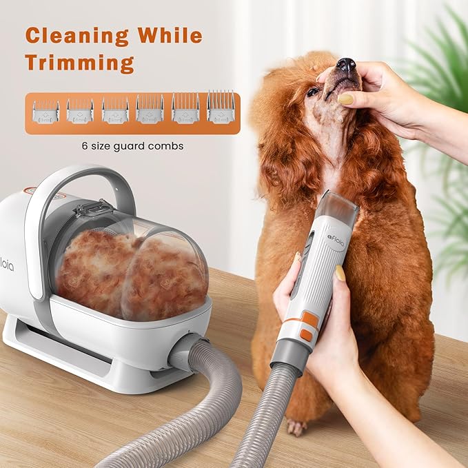Dog Grooming Vacuum Kit, All-in-One Pet Grooming Vacuum with Pet Clippers, Low Noise Dog Hair Vacuums with 1.5L Dust Cup, Dogs deshedding Vacuums Brush for Dogs Cats