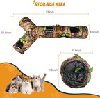 Cat Tunnels for Indoor Cats Large, 3 Way Cat Tunnel with 5 Holes and Leaves, Cat Tunnel Toy with Loud Paper - Pop Up Collapsible - Connect More Tunnels for Large Cat, Puppy, Kitten