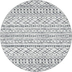 KUTA Boho Round Washable Rugs 5Ft Grey Moroccan Circle Area Rug Non-Slip Soft Distressed Geometric Carpet for Living Room Bedroom Low-Pile Entry Throw for Nursery Dorm Decor