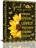 Christian Sunflower Bathroom Pictures Wall Art, Bible Verse Bathroom Wall Decor for Bedroom Office Wall Decorations for Bathroom Living Room Painting Artwork Modern Poster Prints 24"L x 20"W