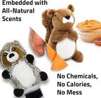 Playology Dog Toys | Plush Toy Raccoon & Squirrel (Value 2-Pack) Stuffed Animal for Dogs | Small Peanut Butter/Sweet Potato Scented Toys - Easy to Clean and Made from Non Toxic Materials