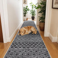 Rug Runners 2x6 Washable - Hallway Runner Rug Moroccan Non Slip Kitchen Runner Low Pile Soft Indoor Floor Mat Front Door for Bedroom Entryway Laundry 2x6 Black