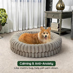 BALANCE Luxury Donut Dog Bed, 36 Inches Round Dog Beds Large Sized Dogs Washable, Orthopedic Calming Dogs Bed for Pets with Anti-Slip Bottom, Oatmeal