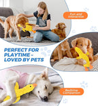 Squeaky Plush Dog Toy for All Breeds, Multifunctional Goose Dog Toy with Honking Sound, Crinkle Paper, Treat Pocket, Durable Soft Stuffed Animal for Chewing, Cuddling, Interactive Play (Yellow)