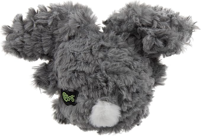 goDog PlayClean Rabbit Squeaky Plush Dog Toy with Odor-Eliminating Essential Oils, Chew Guard Technology - Gray, Large