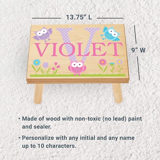 Let’s Make Memories Personalized My Own Name Step Stool - Children’s Step Stool - Sturdy Wood – Non-Toxic Paint, Sealer - Unicorn Design - Natural - 14’Wx9.25”Lx8.75”H - Ages 3+