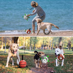 QDAN Dog Soccer Ball Football Basketball Set - 3 PCS Dog Balls with Strap for Tug of War, Soccer Ball Football Toys for Small Medium Large Dogs, Herding Ball for Dogs, Dog Birthday Toy