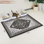Glittme Cat Litter Mat with Non-Slip Bottom Litter Box Mat 47"X35" Litter Trapping Mat Easy to Clean Washable Cat Food Mat for Kitty,XXL