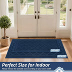 BEQHAUSE Dirt Trapper Door Mat 32" x 72", Doormat Non-Slip Entryway Rugs Washable, Dog Door Mat Stain Resistant and Absorbent Welcome Floor Mat for Front Back Door, Mud Wet Shoes & Paws, Navy Blue