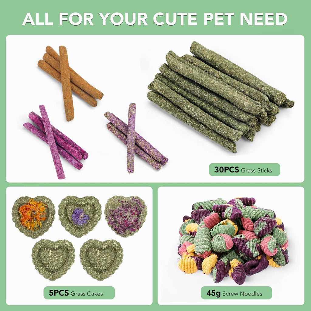 VESPRO Rabbit Toys for Bunnies Rabbit Chew Toys for Teeth Bunny for Rabbits Guinea Pig Chew Treats Toys,Timothy Hay Sticks for Chinchillas Hamsters Bunny Guinea Pig Rats and Animals Teeth Care