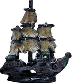 M2cbridge Aquarium Decor Castle Shipwreck Ornament Underwater Landscape(Galleon)