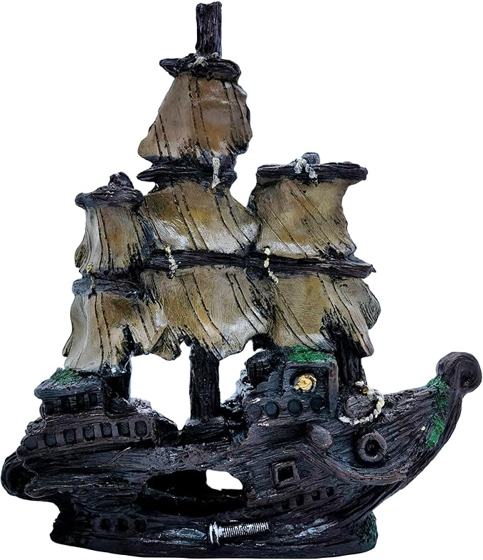 M2cbridge Aquarium Decor Castle Shipwreck Ornament Underwater Landscape(Galleon)