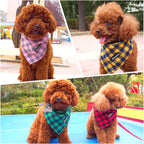 Adjustable Plaid Dog Bandanas,1PC Soft Washable Cotton Triangle Bib Kerchief Scarfs for Small Medium Large Dogs and Cats(Square Yellow, Large)