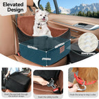 Dog Car Seat for Small/Medium Dogs, Dog Booster Car Seats with Thick Cushion for Dogs Under 35lbs, Detachable Washable Pet Car Seat with Storage Pockets, 2 Safety Belts(Black/Brown)