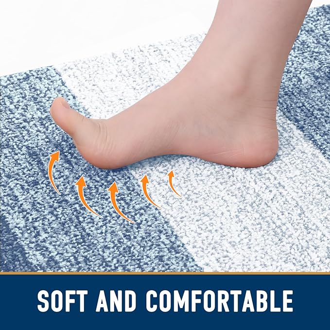 Smiry Dog Door Mat for Muddy Paws, Absorbs Moisture and Dirt, Low-Profile Entryway Mat with Non-Slip Backing, Entry Indoor Outdoor Doormat for Inside Floor (30x20 Inches, Light Blue, Striped)