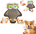 Tough Durable Squeaky Dog Toys for Aggressive chewers Interactive to Keep Them Busy, Funny Cute Plush Dogs Toy for Small Medium Large Breed Chewer Best Cute Birthday Gift (New Owl)