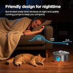 Cat Water Fountain Stainless Steel: 2.6L Cat Fountain for Drinking - Pet Water Fountain for Cats Indoor - Automatic Pet Water Dispenser Bowl - Best Auto Feeding Supplies Gift for Small Dog Large Kitty