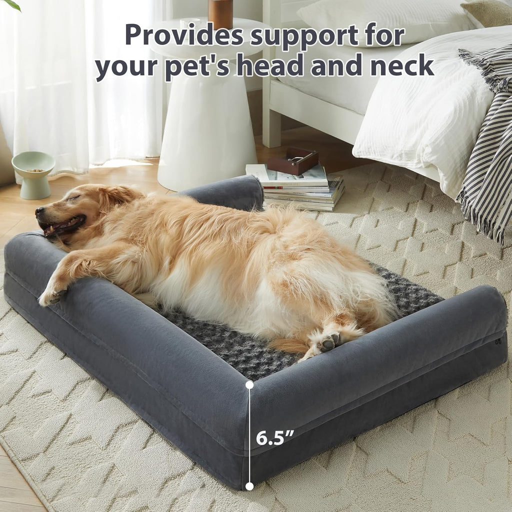 BFPETHOME Dog Beds for Large Dogs, Orthopedic Dog Bed for Medium Large Dogs,Big Waterproof Couch Pet Bed with Removable Washable Cover