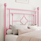 SHA CERLIN 14 Inches Twin Size Metal Platform Bed Frame/Vintage Iron-Art Headboard and Footboard/Mattress Foundation for Storage/No Box Spring Needed/Noise-Free/Easy Assembly/Pink
