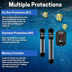 AquaMiracle Upgraded 200W Aquarium Heater Fish Tank Heater Turtle Heater Super Compact Aquarium Heater, Dry-Run/Overheating Protection and Memory Function, Dual LED Display, for 20-40 Gal Tanks
