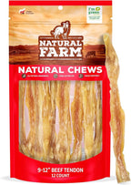 Natural Farm Extra-Thick Beef Tendons (9-12 Inch, 12 Pack), Natural Chondroitin and Collagen: Supports Healthy Joints, Great for Dental Health – Made & Packaged, All Dog Sizes